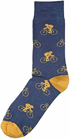 Men Bamboo Crew Socks Cycling Man 1 Pair Lg 7-11 Navy Bike Bicycle SeriouslySillySocks