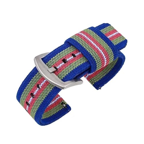 �i�C�����E�H�b�`�o���h 18mm 20mm 22mm 24mm �A�[�~�[�D��L�k���X�g���b�v �N�C�b�N�����[�X���X�g�o���h �����Y�X�|�[�c�o���h�ƌ݊�������(BlueGreenRedWhite-SV,18mm)