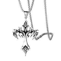 Silver Black - Cross Necklace For Men