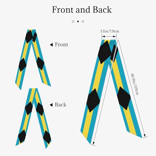 Flag of the Bahamas Printed long scarf for women 46.9Ã—3.1 inches, drapey shawl, slimming accessories2