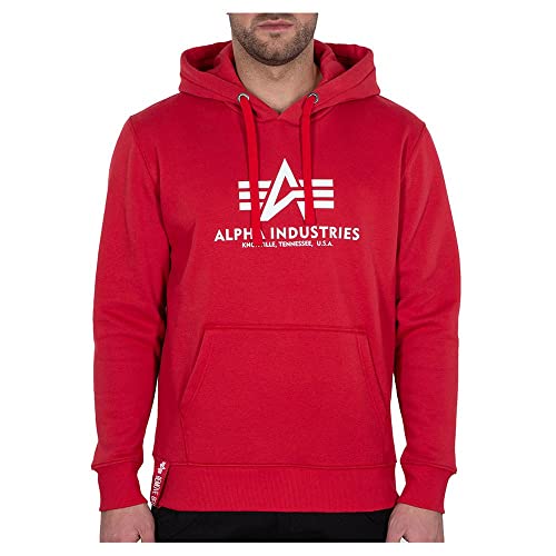 Alpha Industries Basic Hoody Kapuzensweat für Herren RBF Red – Ansicht 1