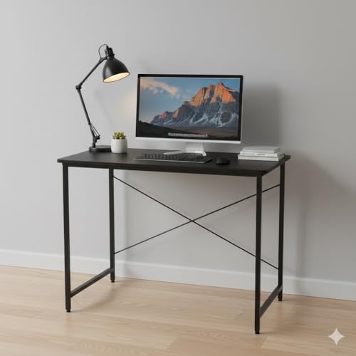 Image of Amazon Brand - Solimo Premium Engineered Wood Office Desk | Study Table for Students & Adults | Compact Wooden Desk for Home - (Black)