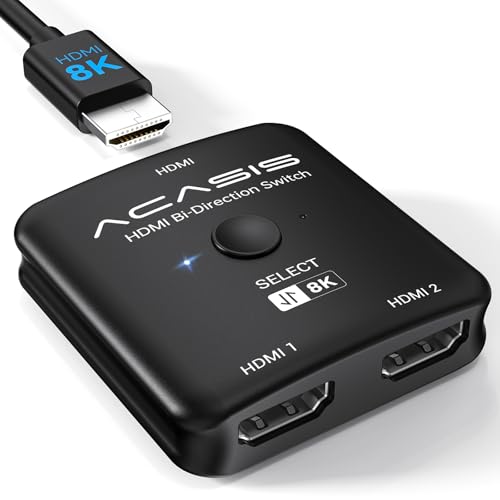 Image of ACASIS HDMI 2.1 Switch Splitter, 4K@120Hz 8K@60Hz Bidirectional HDMi Switcher 2 in 1 Out, HDMI Splitter 2 in 1 Out, HDMI Switcher Selecter for PS5 /4 /3 Blu-Ray Xbox Roku Apple Sony TV Fire Stick
