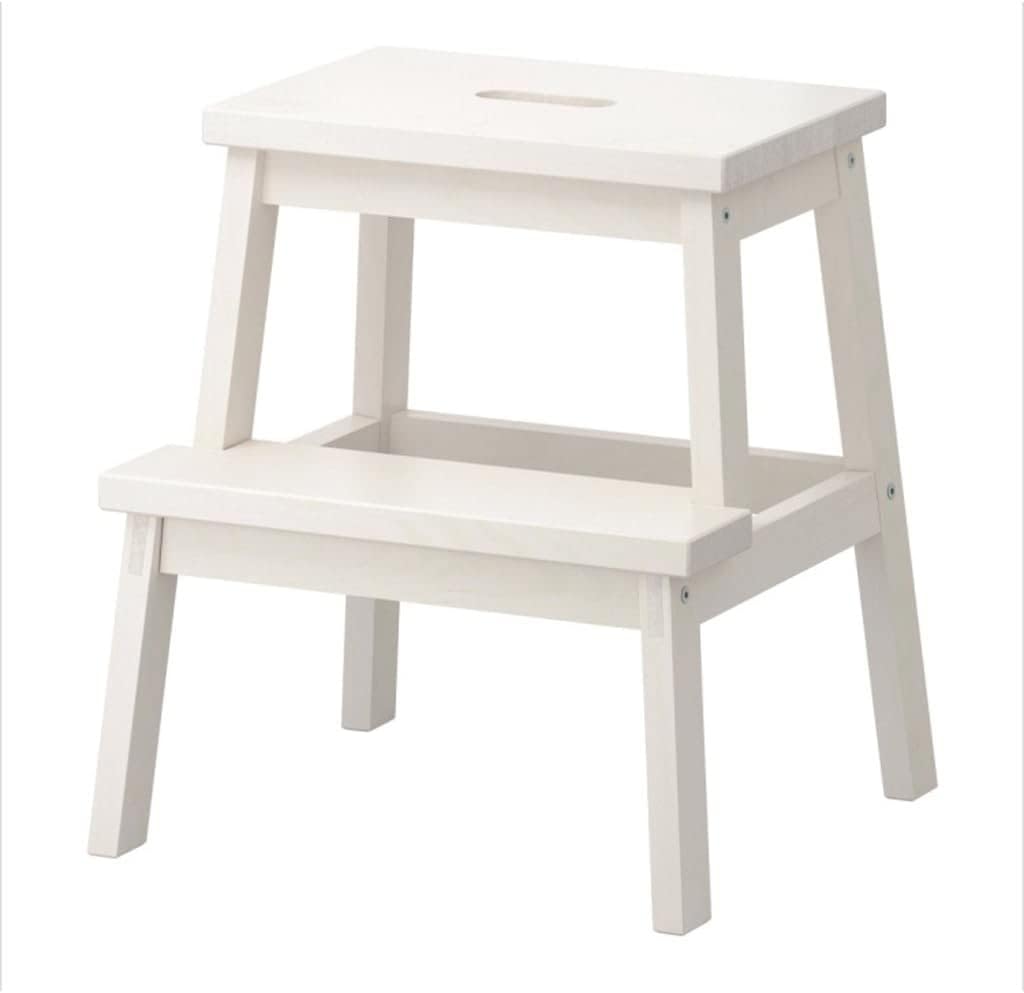 OKUOKA Wood Step Stool Kitchen Ladder Solid Wood Chair Simple Two Steps Home, 2 Colors Step Stools (Color : Black)