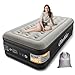 OlarHike Single Airbed, Inflatable Air Mattress with Built-in Pump, Blow Up Bed, Self Inflating Folding Guest Air bed with Flocked Surface For Camping & Home Use, 200cm L x 90cm W x 50cm H(Black)