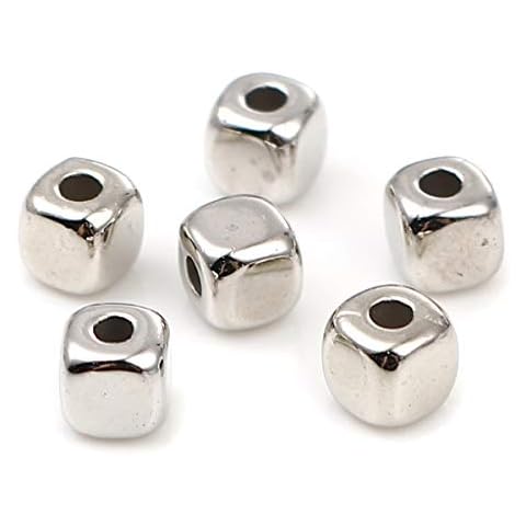 500 Acrylic Flat Square Beads - 3mmx3mm - Antique Silver Tone - J653315 Cover