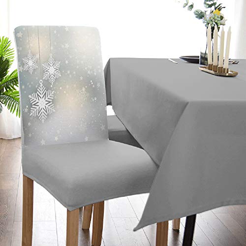 Fantasy Staring Dining Room Chair Covers Set Of 6 Christmas Snowflake Star White Snow Winter Theme Stretch Removable Washable Chair Protector Covers For Kitchen/Hotel/Wedding/Ceremony #TOP4