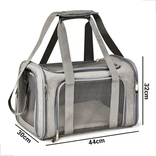 Bolsa De Transporte Pet 44x32x30cm Cinza para Viagens de Avião Cabine Carro Para Cães E Gatos