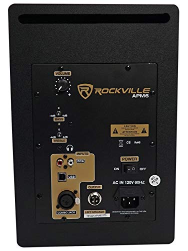 Rockville Pair Apm6B 6.5" 2-Way 350W Powered Usb Studio Monitor Speakers+Pads #TOP5