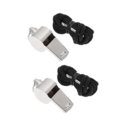 2 piezas silbatos deportivos de metal con cordón miniatura 1