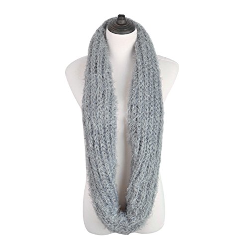 Super Soft Solid Color Winter Rib Knit Fur Thick Infinity Loop Circle Scarf3