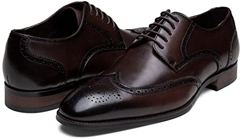 Image of Jousen Men's Dress Shoes Leather Oxford Formal Derby Shoes | Smooth Leather,Retro Plain Toe,All-Day Comfort,Office Work,Wedding Party,Business Meeting,Date Night