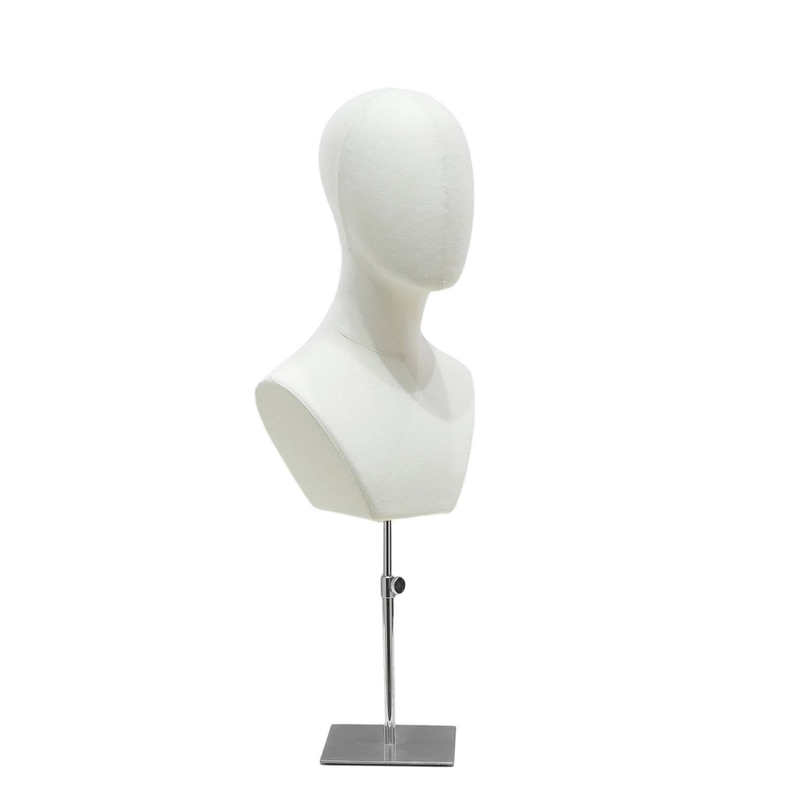 Mannequin Head with Shoulders textileCovered Mannequin Head Freestanding Hairpiece Stand for Retailers, Milliners, Boutiques, Showroom Counters Linen C Silv Square-image-21