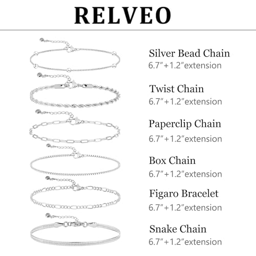 Gold/Silver Bracelets for Women,14K Real Gold Plated Bracelets Stack Trendy Jewelry Sets Stackable Snake Chain Figaro Paperclip Link Chain Adjustable Bracelet Pack Jewelry for Women4