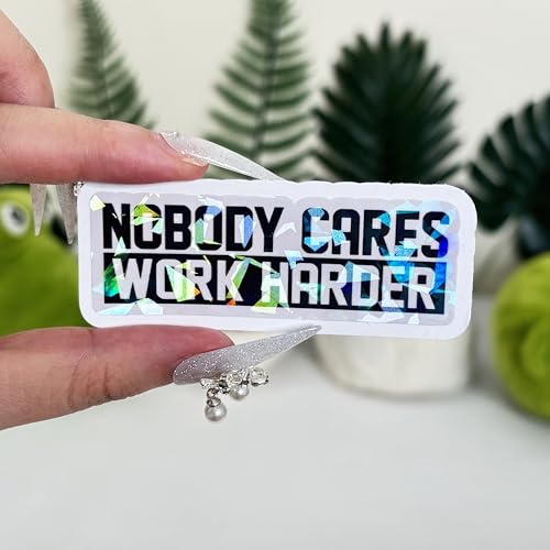 Image of 3 Pcs Nobody Cares Work Harder Sticker, Workout Gym Motivational Adulting is Hard Stickers, Sarcastic Work Stickers - Vinyl Stickers for Water Bottles Laptop Phone Car Window Helmet (Hologram, 3 inch)