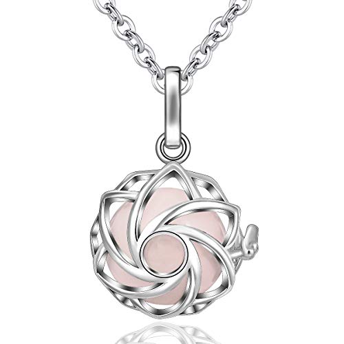 EUDORA Harmony Ball Lotus Anhänger für Frauen, Bola Klangkugel Schwangerschaft, Engel Anrufer Halskette Schmuck Geschenk für Mädchen Mutter Schwester Tochter Lehrer, (30",18mm)