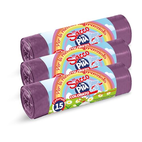 HOME LINE - 45 bolsas de basura de 40 litros - 55 x 65 cm, antiolores con asas para tirar y cerrar | Bolsas de basura para recogida selectiva - Antigoteo, ultrarresistentes, color rosa