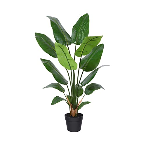 CROSOFMI Künstliche Paradiesvogel Pflanze 95cm künstliche Tropische Palme mit 14 Blättern perfekte künstliche Pflanzen im Topf für drinnen und draußen Haus Büro Garten Moderne Dekoration(1 Pack) Cover
