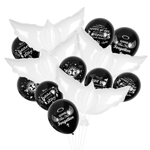 Image of 4PCS White Dove Balloons and 35PCS Memorial Balloons to Release in Sky Memorial Balloon for Release Happy Heavenly Balloon for Condolence, Funeral, Anniversary, Remembrance Services