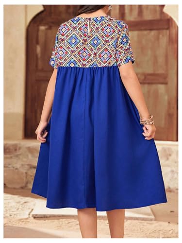 Girl's Boho Graphic Tshirt Dress Short Sleeve Crew Neck Summer Dresses2