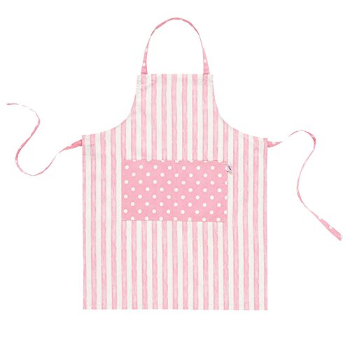 Tablier rose à rayures Emily coton cuisine pâtisserie réglable
