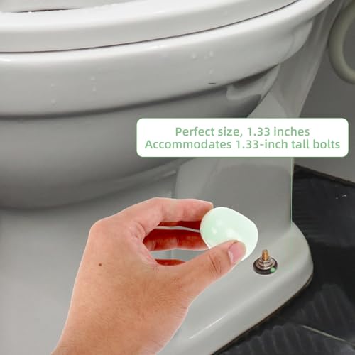 BOXOB 4stk Toilettenschraubenabdeckungen, Dunkeln Leuchtende Universelle Toilettenschrauben-Abdeckkappen mit 4stk Dichtungen Leuchtendes Badezimmer-Dekorations für Meisten Standardschrauben(Grün)