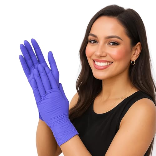 Image of adbeni Nitrile Gloves | Food Handling | Disposable | Powder Free | Premium | Medical Examination, Kitchen, Cleaning, Cooking, Salon, Spa, Gardening, Travel, Grooming | Soft & Comfortable | Pack of 50