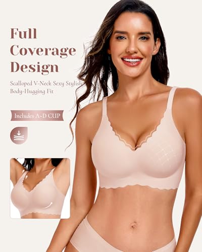 Image of 3-Pack Wireless Womens Bras No Underwire Seamless Jelly Bra Light Support Pullover Bralette Ultra Comfort Tshirt Bra