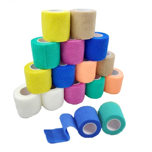 14Rollo Vendaje Cohesivo Cinta Autoadhesiva Vendaje Elástico para Deportiva Caza Andar en Bicicleta o Soporte para el Tobillo (14pcs Multicolores) Cover
