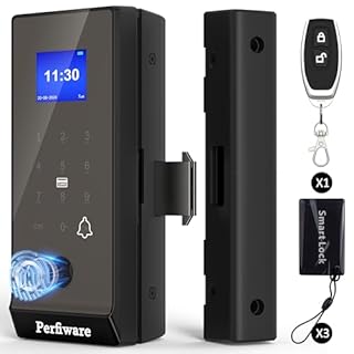 Perfiware LG2375 Sliding Glass Door Locks,Framed Sliding Door Lock for Glass/Wooden/Swing Door,Biometric Fingerprint/Keypad/Remote/IC Card Smart Door Lock Security,Home,Office,Labs,Store,Business