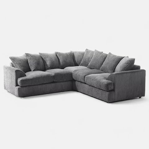 Kingsize Jumbo Cord Corner Sofa Set with Footstool Cover