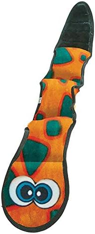 MPP Dog Toy Snake Fuzzy Stuffing Free Squeakers Rattle Tail Choose Color 24 or 38 (Orange/Blue - 38)