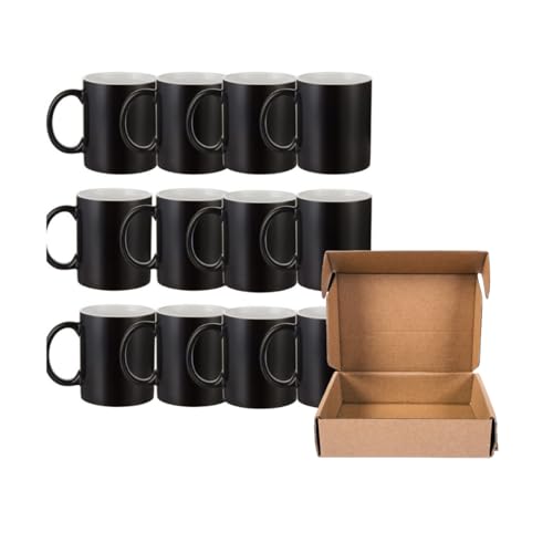 El Mejor Listado de Venta de tazas para cafe mayoreo que Puedes Comprar On-line. 41 MAIAM Juego de 12 Tazas MÁGICAS NEGRAS para Sublimación 11oz, Cerámica de Alta Calidad Grado AAA, Superficie Uniforme matte, Ideal para Personalización y Regalos sublimar (1,...