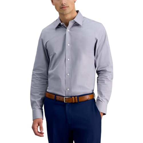 Haggar Men's Premium Comfort Classic Fit Wrinkle Resistant Dress Shirt Light Grey - image 1