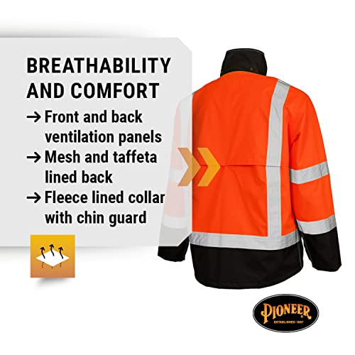 Pioneer Ripstop High Visibility Rain Gear Safety Jacket – Hi Vis, Waterproof, Reflective, Work Coat for Men, Orange, Yellow/Green - Thumbnail 5