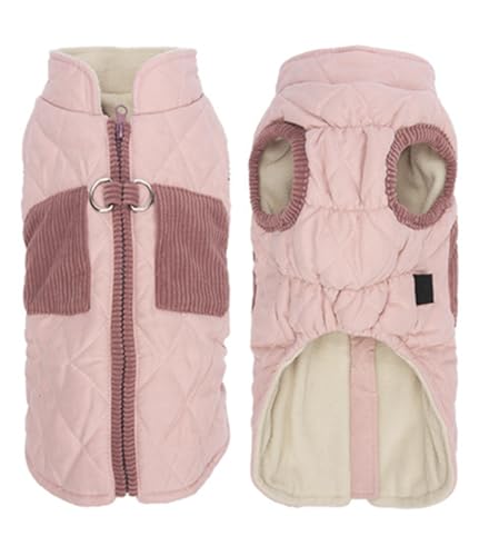 AttRex かわいい ペット服 ベスト 冬 犬服 ジャケット ダウン 裏起毛 背中開き ドッグウエア 小中型犬 綿服コート 防寒 あたたかい 袖なし 着脱簡単 お出かけお散歩 (3XL,ピンク)