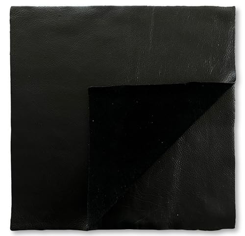 Natural Grain Cow Leathers: 12'' x 12'' Pre-Cut Leather Pieces (Black, 1 Piece)