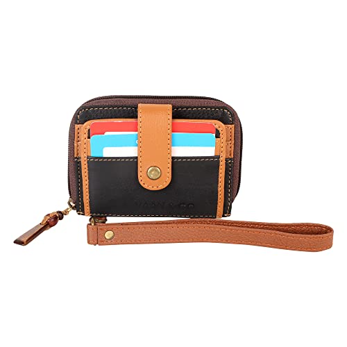 Vaan & Co Zip Around Wallet, Upcycled Genuine Leather (Gray)2