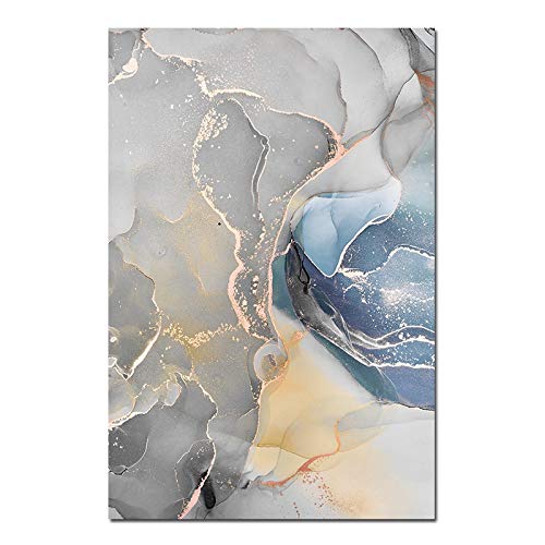 Póster de arte impreso con líneas abstractas doradas sobre lienzo de alta definición