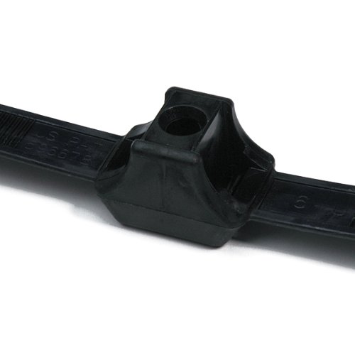 Image of Hellermann Tyton DCT90HIRK2 Dual Clamp Tie 150 lb, Length 13, Max Bun Dia 1.3, Width .5, PA66HIRHS, Black (Pack of 50) by Hellermann Tyton