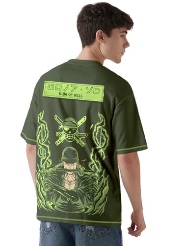 Image of crazymonk Zoro X King of Hell Oversized T-Shirt - Olive Green