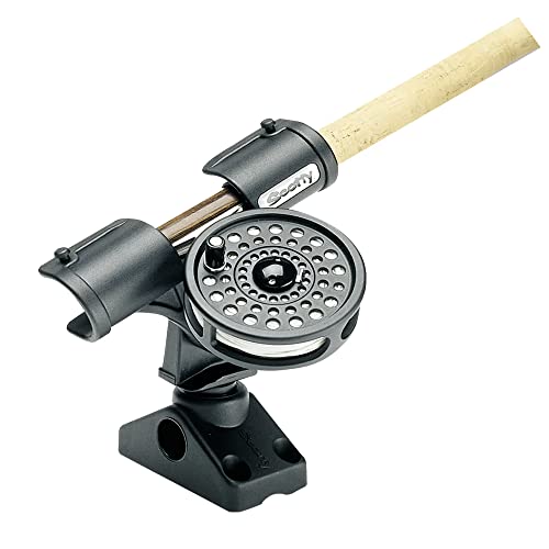 Scotty #265 Fly Rod Holder w/ #241 Side Deck Mount, Black, Small