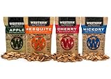 Western BBQ Smoking Wood Chips Variety Pack (4-Pack) – Apple, Mesquite, Hickory & Cherry – 100% Real Wood – Perfect for Pork, Beef, Chicken, Fish & Vegetables (Variety)