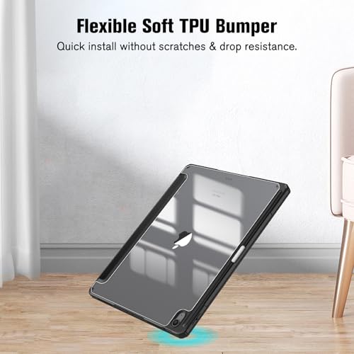Image of Fintie Hybrid Slim Case for iPad Air 13-inch (M2) 2024, [Built-in Pencil Holder] Shockproof Cover with Clear Transparent Back Shell, composition book