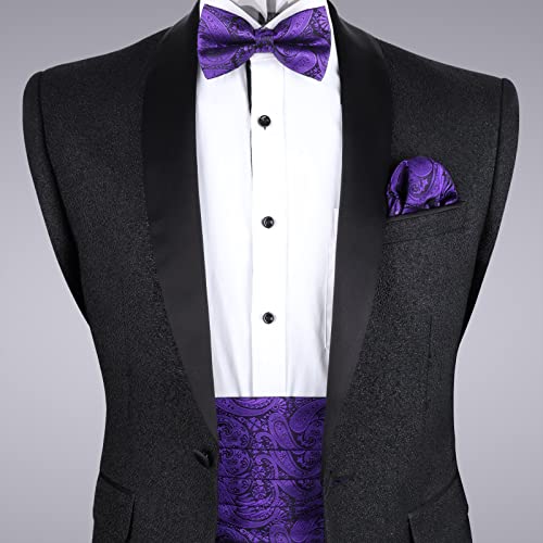 Image of Alizeal Mens Paisley Adjustable Bow Tie Set | Pre-tied Cummerbund Pocket Square Perfect for Weddings Business Formal Events