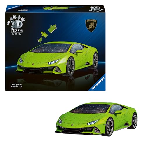 Ravensburger 3D Puzzle Iconics: 12008037 Lamborghini Huracán EVO - Eine Sportwagen Ikone als detailgetreues Modellauto im Maßstab 1:18