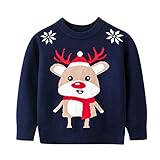 [HongzyFirm] クリスマス セーター キッズ ベビー服 可愛い ノルディック柄 プルオーバー 女の子 男の子 男女兼用 韓国風 面白い 子供服 インナー トップス ニット 防寒 厚手 長袖 春秋冬 ニットセーター 子供 丸首 暖かい 新年 プレゼント