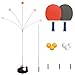 Maxjaa Allenatore di Ping-Pong con Albero Morbido Elastico, Set da Tennis da Tavolo Facile da installare con Base, 2 Mazze, 6 Palline e 3 dispositivi di Regolazione dell'altezza