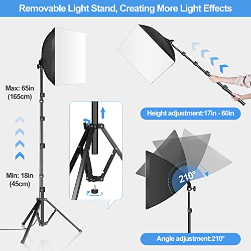 Emart Softbox Lighting Kit,16"X16" Soft Box And 3 Colors Temperature 3000-5500K 85W Led Light Kit With Remote,Professional Softbox Photography Light Kit For Portrait,Video Recording, Filming(1Pack) #TOP1