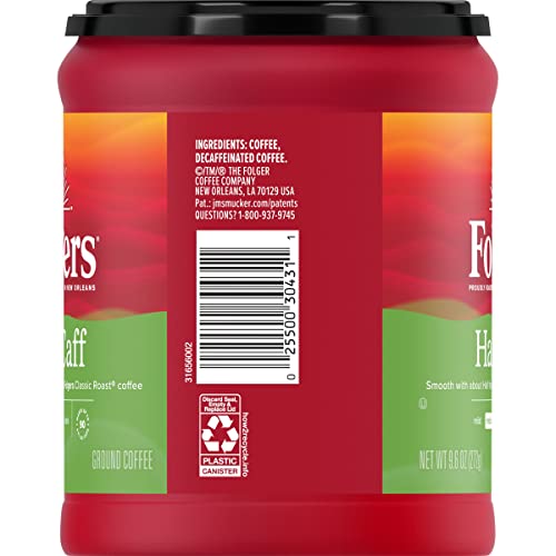 Image of Folgers Half Caff Ground Coffee, Medium Roast, 9.6 Ounce